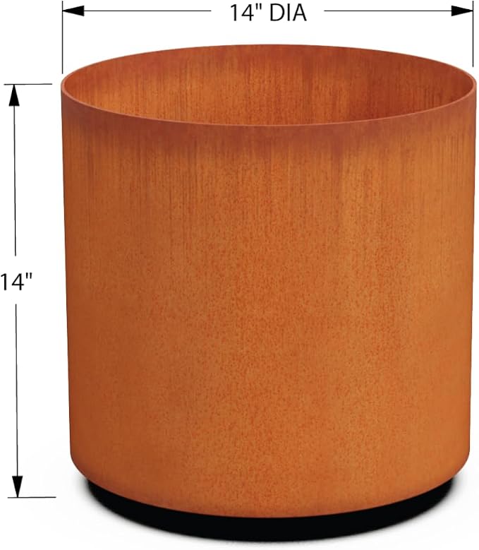 PLANTERCRAFT Corten Steel Metal Planter Box, Round Sizes, Modern Garden Steel - Image 5