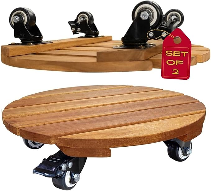 Idzo 2pack 12inches Wood Plant Caddy by Idzo