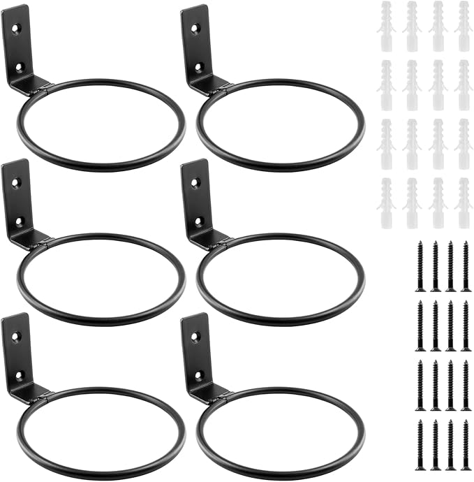 6 Pack 4 inch Flower Pot Holder Ring, Flower Pot Holder Ring Wall Mounted Set by Jiozermi
