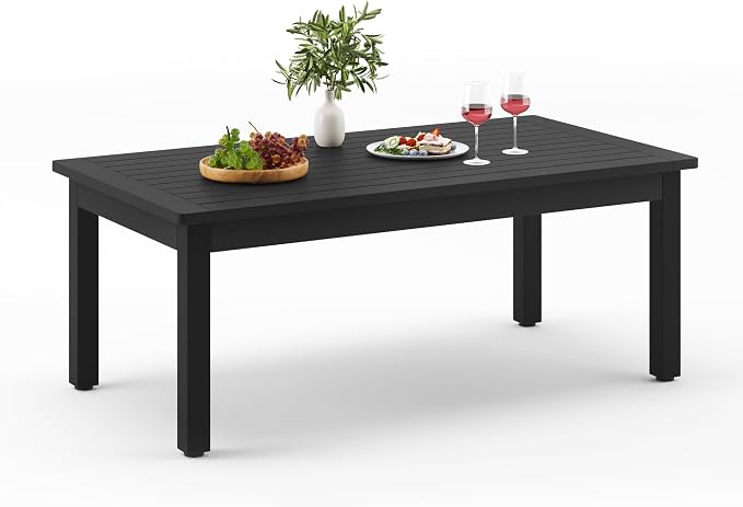 LUE BONA Outdoor Coffee Table Rectangle, 42.5" HDPS Patio Coffee Tables by LUEBONA