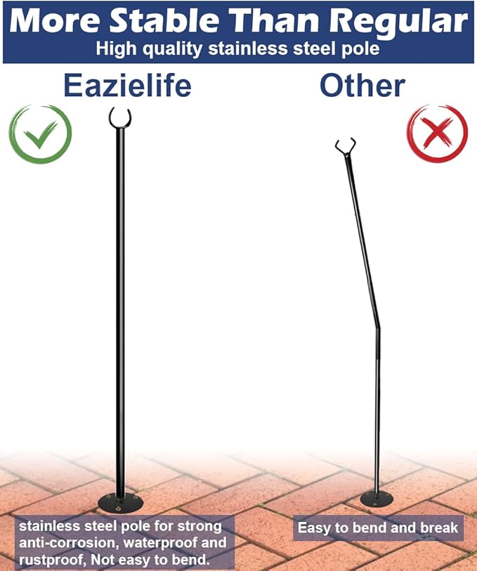 10FT String Light Pole for The Outdoor, Heavy Duty Metal Lighting Stand Pole - Image 2