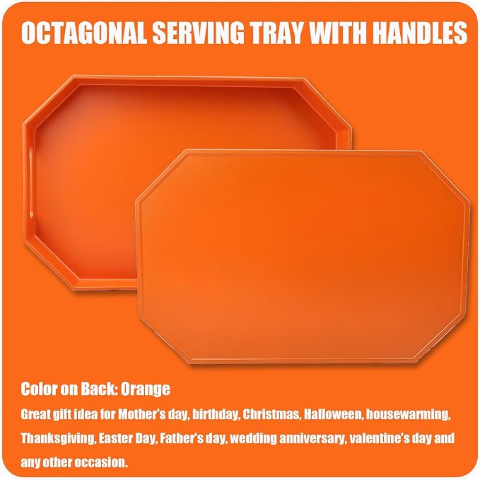 Orange Octagonal Serving Tray - Image 3