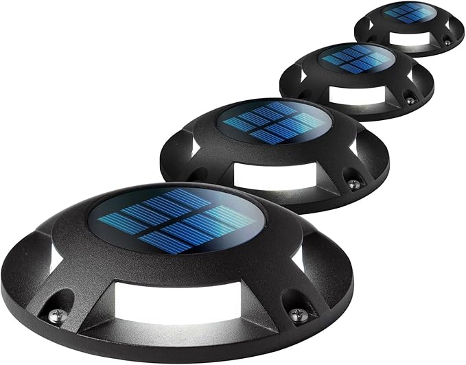 Home Zone Security 4 Packs Solar Deck Light Outdoor 40 Lumens Total Waterproof by HomeZoneLiving