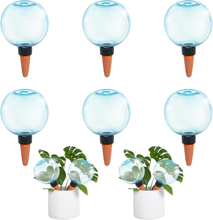 6pcs Large Plant Self Watering Globes, 17.5 oz Plastic Water Bulbs Top Fill by GEWOSI