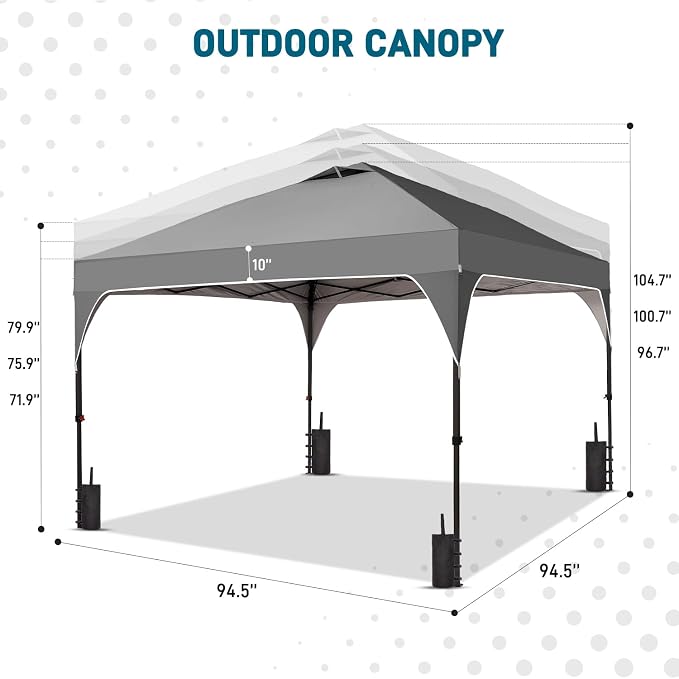 8x8 FT Canopy Tent, 1-Button Push Pop Up Canopy - Image 6