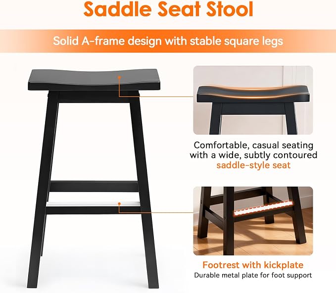 PayLessHere Bar Stools Set of 2, Saddle Stools 30 Inch Heigh, Bar Chairs Seat - Image 7
