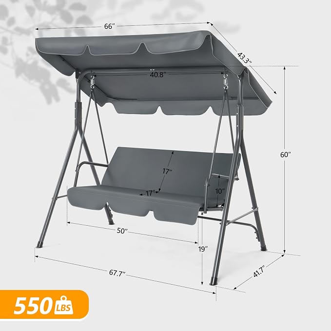 VINGLI 550 LBS Outdoor Porch Swing - Image 5