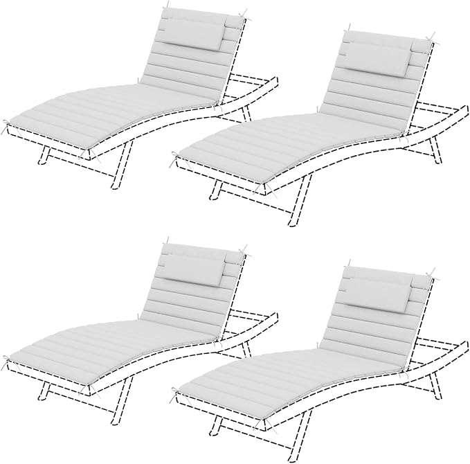 Sundale Outdoor Olefin Quilted Lounge Cushion Set of 4, Patio Foldable Chaise by SundaleOutdoor