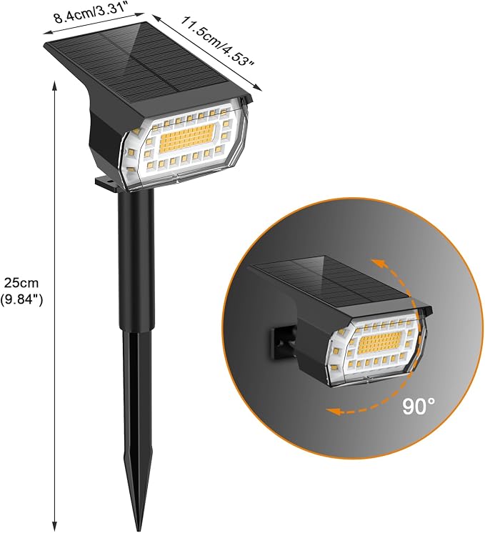 LANSOW Solar Spot Lights Outdoor, 2-in-1 Solar Landscape Spotlights, 3 Modes - Image 7