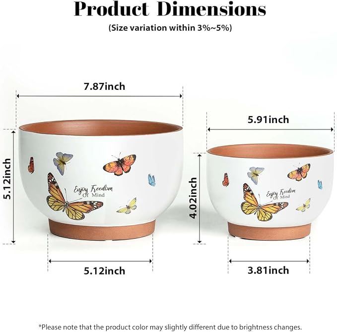 YBX 8 Inch + 6 Inch Terracotta Plant Pots, Flower Pots - Image 6