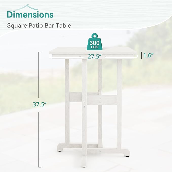 37.5" H Outdoor Bar Table，HDPE Bar Height Table - Image 3