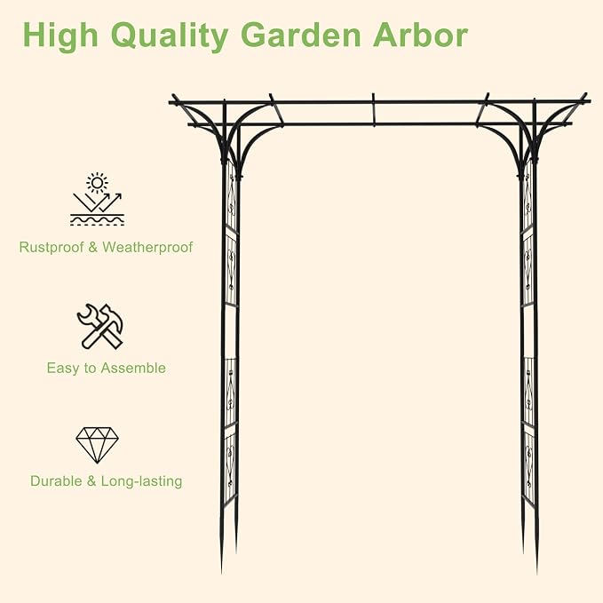 OUSHENG 7FT Garden Arch Arbor, Steel Frame Stand Trellis - Image 2