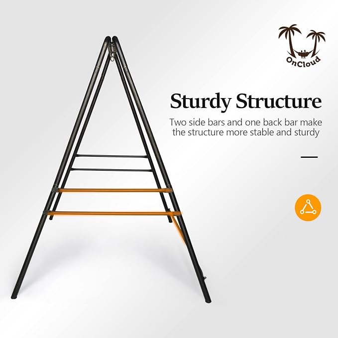 ONCLOUD Upgraded Hammock Chair Stand Metal Swing Stand Frame, Heavy Duty Steel - Image 2