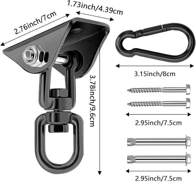 Heavy Duty Hammock Hanging Kit, 360° Rotating 1200 lb Swing Hangers - Image 5