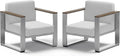 2 Pieces Outdoor Aluminum Armchair, Modern Patio Patio Furniture by ComfCove