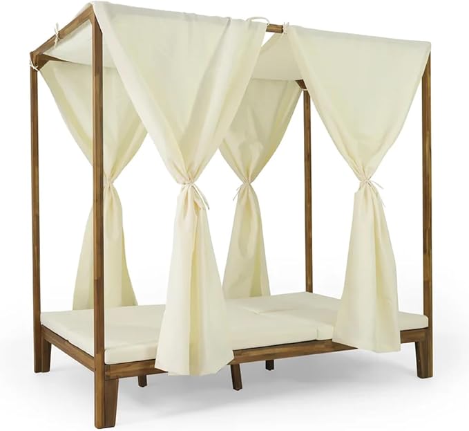 Solid Acacia Wood Daybed for Patio, Outdoor Double Sunbed - Image 7