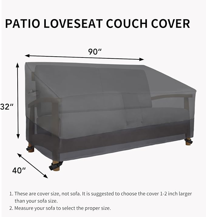 Easy-Going Heavy Duty Waterproof Outdoor Deep 2-Seater Loveseat Couch Patio - Image 6
