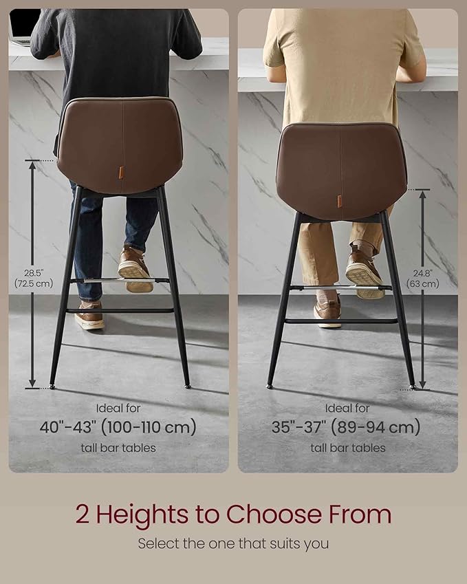 VASAGLE Bar Stools Set of 2, Bar Height Bar Stools - Image 3