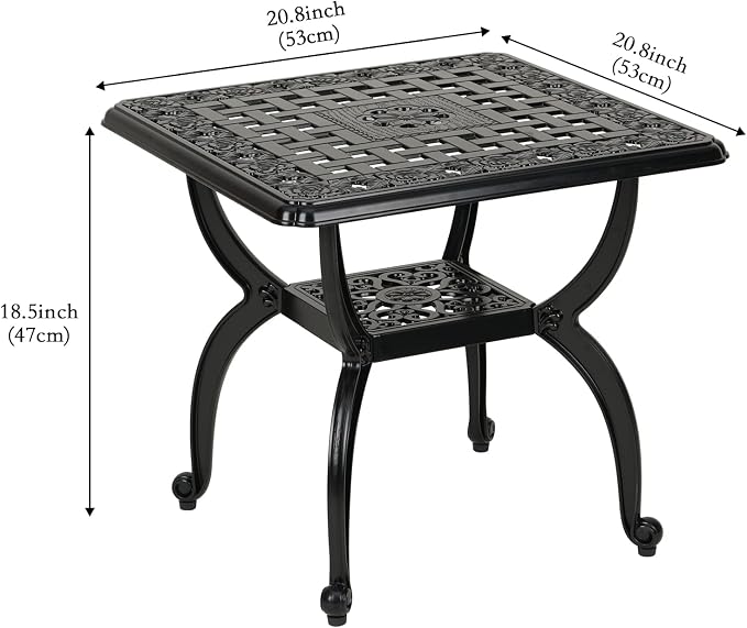 JARDIN DE CENTENNIAL Cast Aluminum Outdoor Side Table, Anti-Rust Outdoor End - Image 3