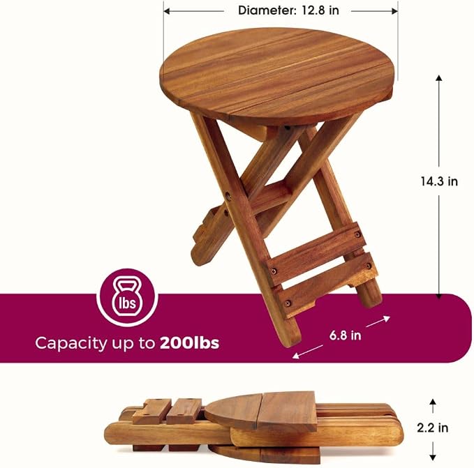Small Patio Table, Outdoor Folding Side Table, Portable Side Table, Small Side - Image 3