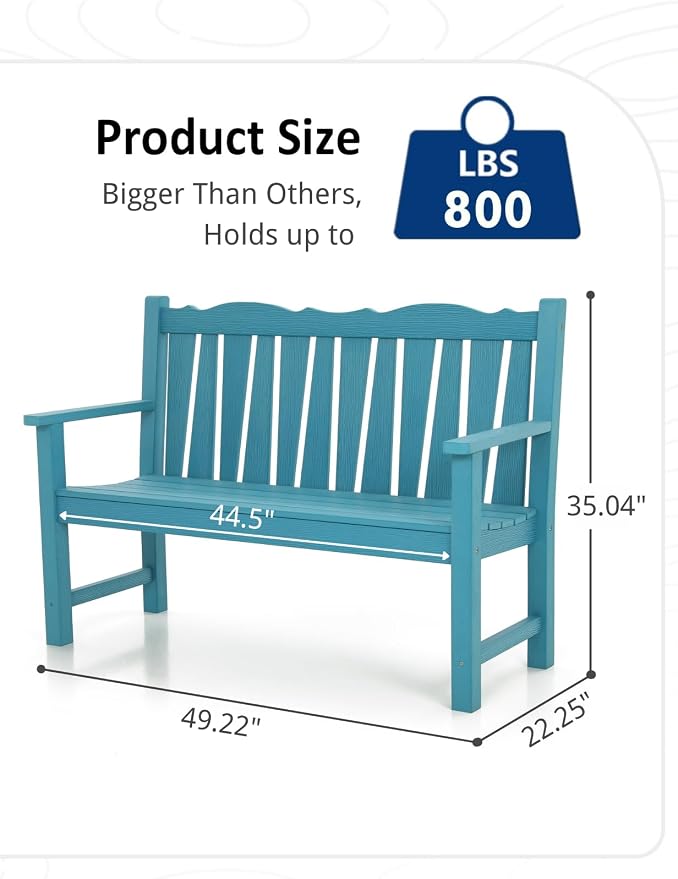 Outdoor Bench Weatherproof, 2-Person Garden Benches - Image 3