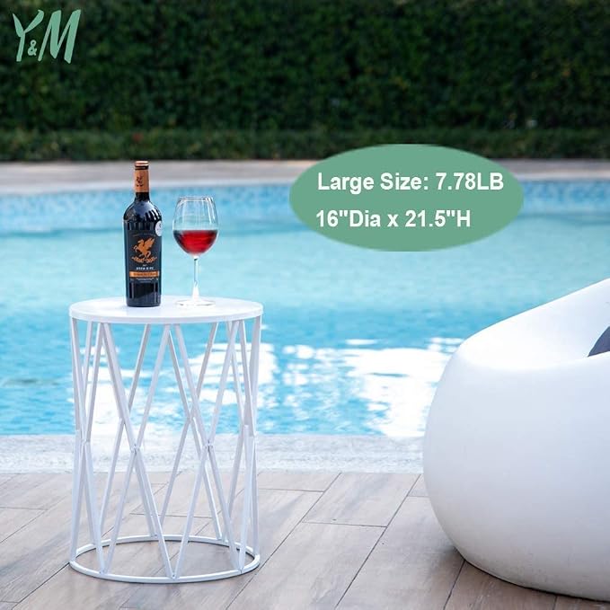 Y&M Set of 3 Metal Round Coffee Table, Side Table End Table - Image 3