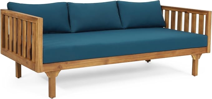 Merax Outdoor 3 Seater Daybed, Acacia Wood Day Bed Couch Sofa by Merax