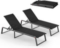 Aluminum Chaise Lounge Outdoor Set of 2, Foldable & Assembly Free Patio Pool by Oasbira