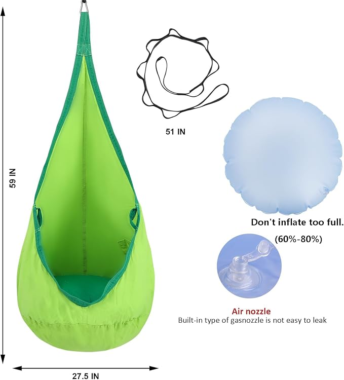 YAERSI Kids Pod Swing Seat, Cotton Hammock Chair - Image 4
