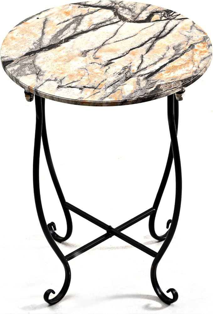 Patio Side Table, Versatile 14" Round Side Table by Aonagi