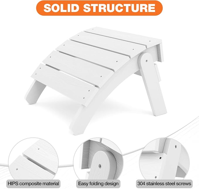 YEFU Adirondack Ottoman, Patio Foot Rest, Adirondack Foot Rest, Folding - Image 4
