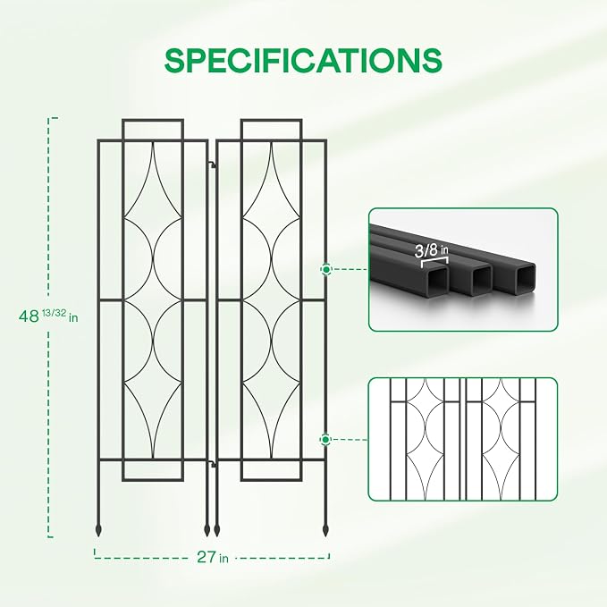 IDZO 2-Piece Diamonds Design Decoration Trellis, Metal Decorative Trellis - Image 6