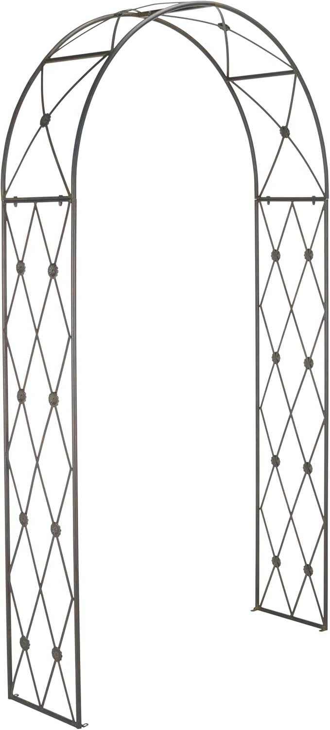 SAFAVIEH Outdoor Collection Atticus Black Rust Lattice Wrought Iron Arch Garden - Image 2