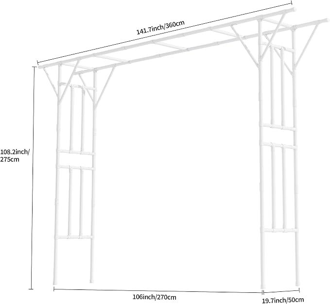 Extra Large Flat Top Garden Arch, PE-Coated Metal Trellis - Image 3