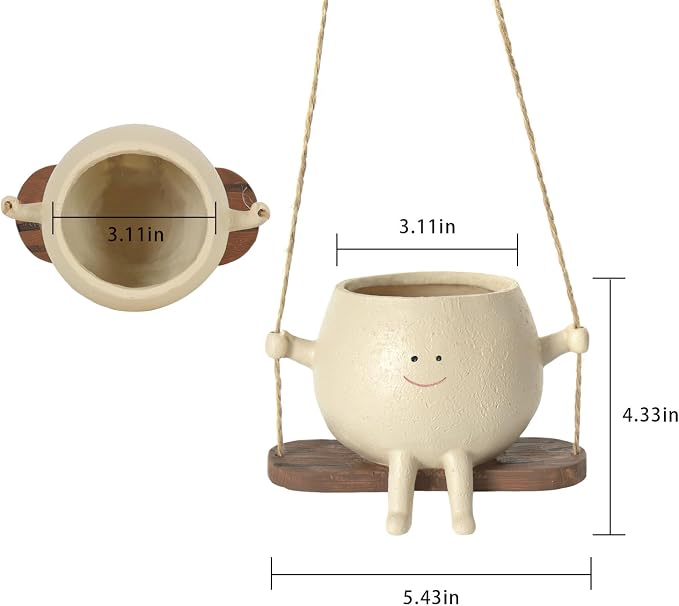 Swing Face Planter Pot Hanging Resin Flower Head Planters - Image 2