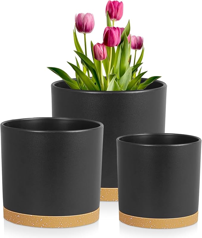 8/7/6 inch Flower Pots, 3 Pack Cylinder Plant Pots by Meowell