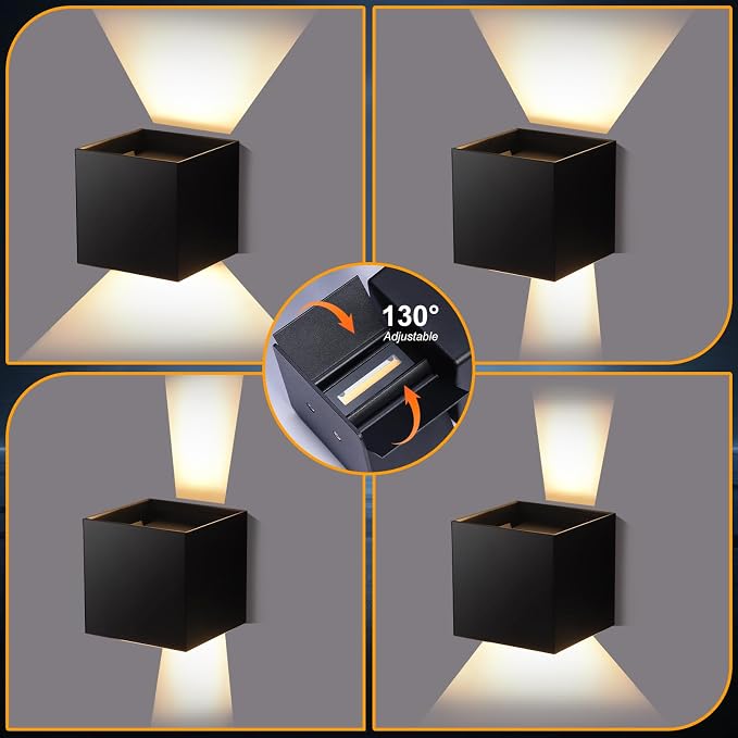 2 Pack Outdoor Wall Lights Fixture 20W, 3000K Exterior Modern Front Porch - Image 3
