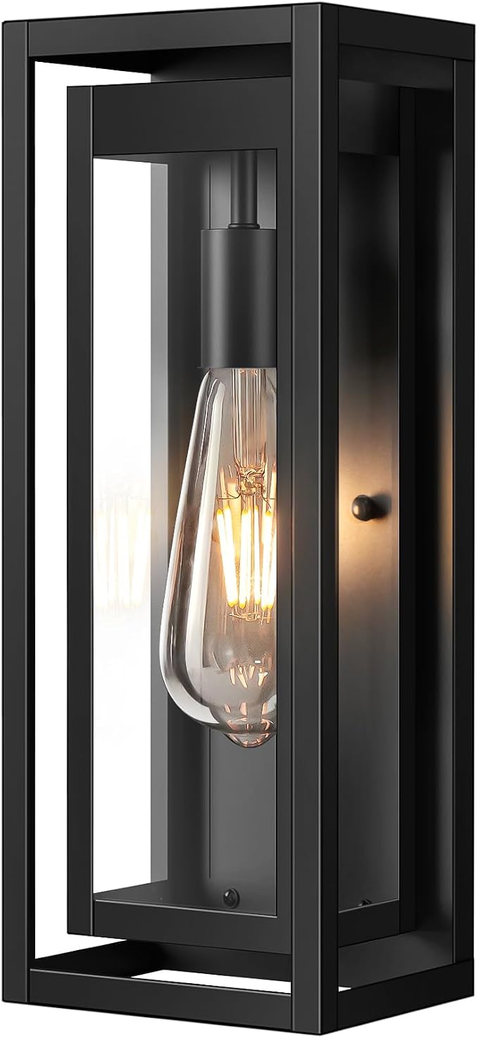 15" Large Outdoor Light Fixture Wall Mount, Matte Black Outdoor Sconce Lights by Slypadan