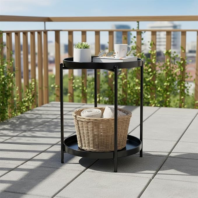 danpinera 2-Tier Round Side Table, Metal End Table - Image 6