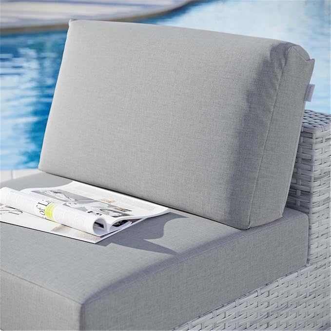 Modway Convene Wicker Rattan Outdoor Patio Armless Chair in Light Gray Gray - Image 8
