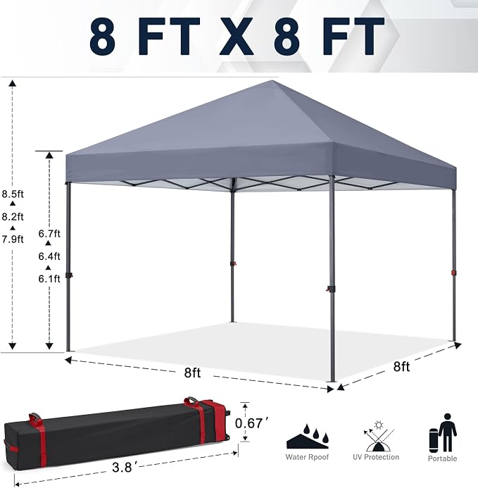 COOSHADE Easy Pop Up Tent 8x8Ft - Image 5