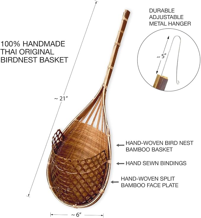 Handmade 100% Thai Bamboo Super Sanctuary Hanging Orchid Basket - Image 6