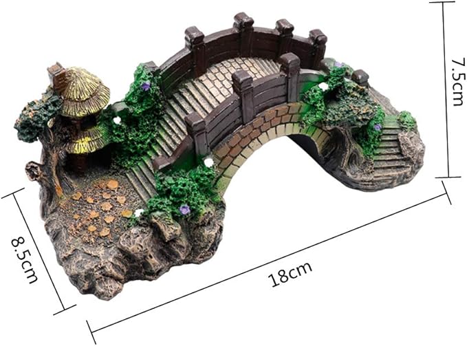 NA Aquarium Ornament Resin Arch Bridge Tree Pavilion Artificial Bridge Model - Image 2