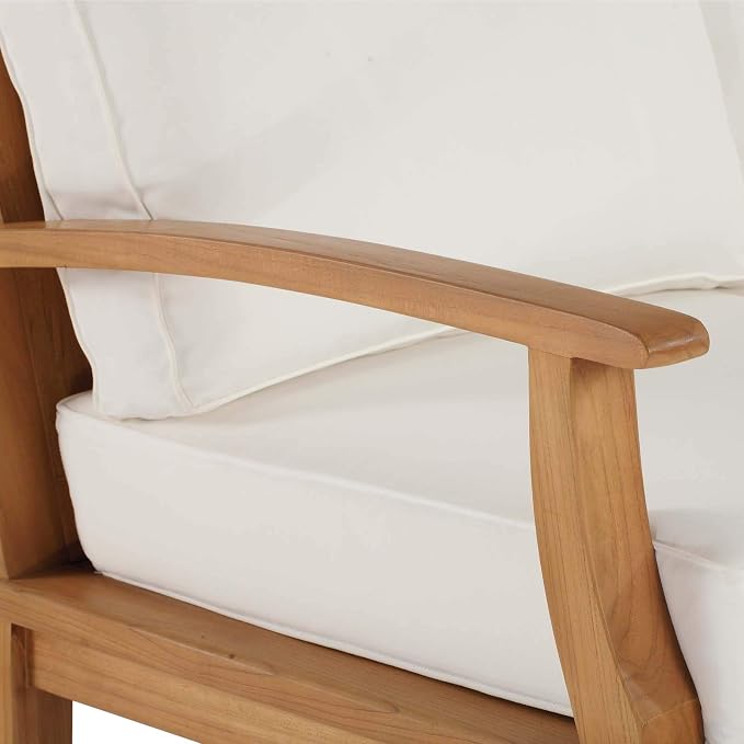 Modway Marina Outdoor Patio Teak Sofa in Natural White - Image 7