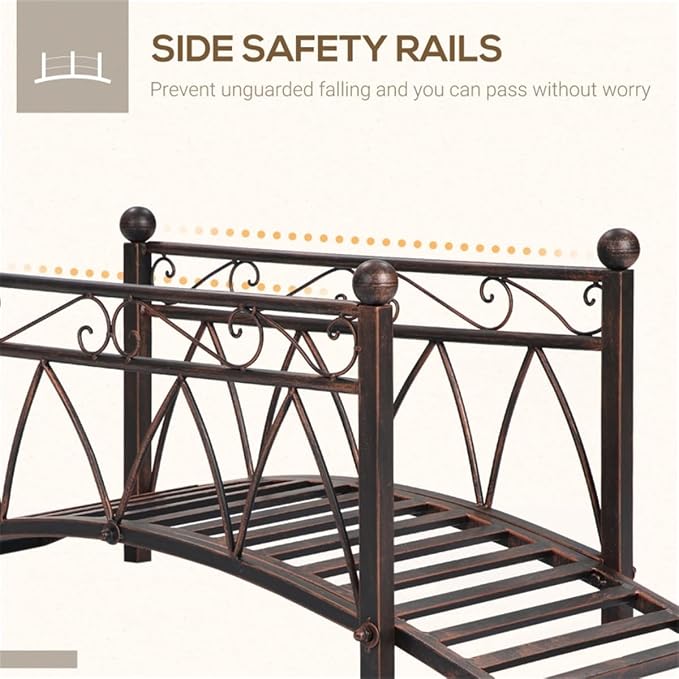 3.3FT Steel Garden Bridge with Anti-Slip Deck, 300LB Capacity Metal Footbridge - Image 2