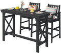 3 Pieces HDPE Outdoor Bar Table and Chairs Set, Tall Adirondack Chairs Set of 2 by SeeHill