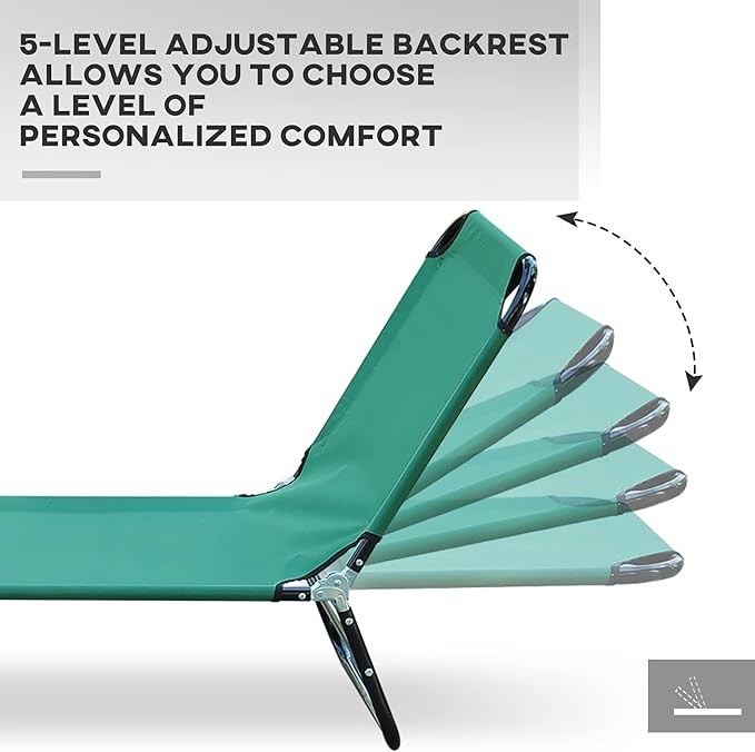 Outsunny Folding Chaise Lounge Pool Chairs, Outdoor Sun Tanning Chairs - Image 4