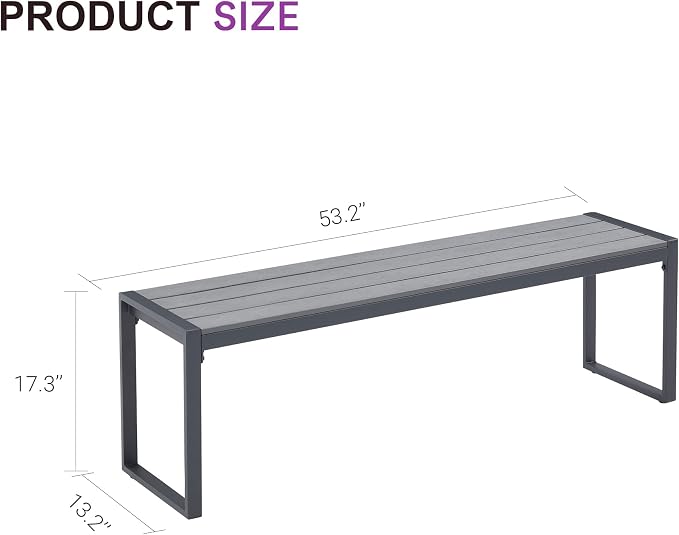 VICLLAX 3-Person Outdoor Bench, 2 Pieces 53" Long Garden Bench Backless Porch - Image 3