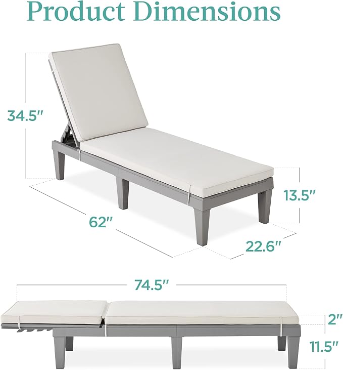 Best Choice Products Outdoor Lounge Chair, Resin Patio Chaise Lounger - Image 3