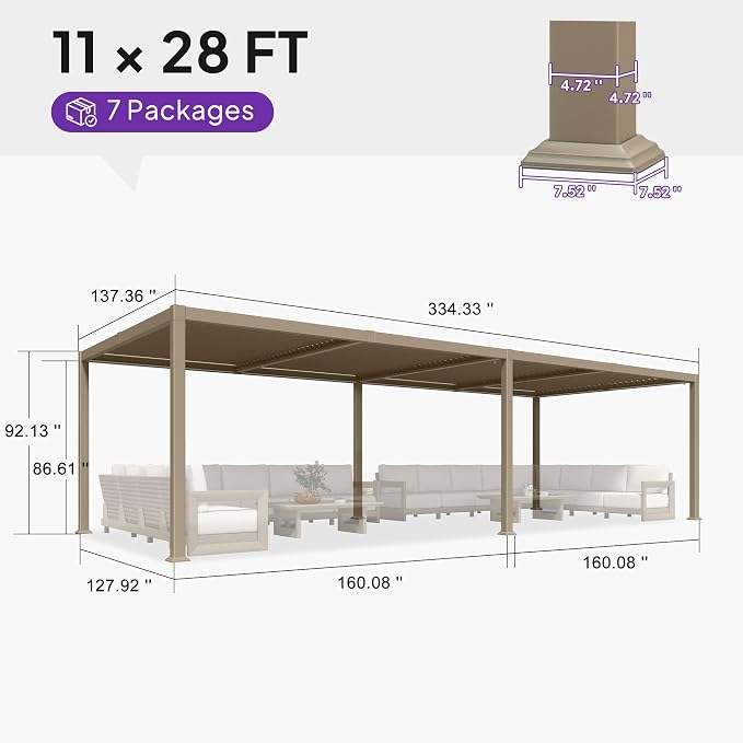PURPLE LEAF 11x28 ft Louvered Pergola - Image 2
